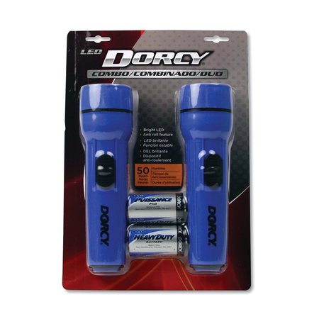 DORCY LED Flashlight Pack, 1 D Battery (Included), Blue, PK2 412594